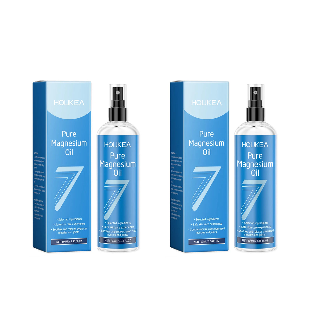 Two bottles of Rejuvalit Pure Magnesium Oil Spray with retail boxes, 2-pack