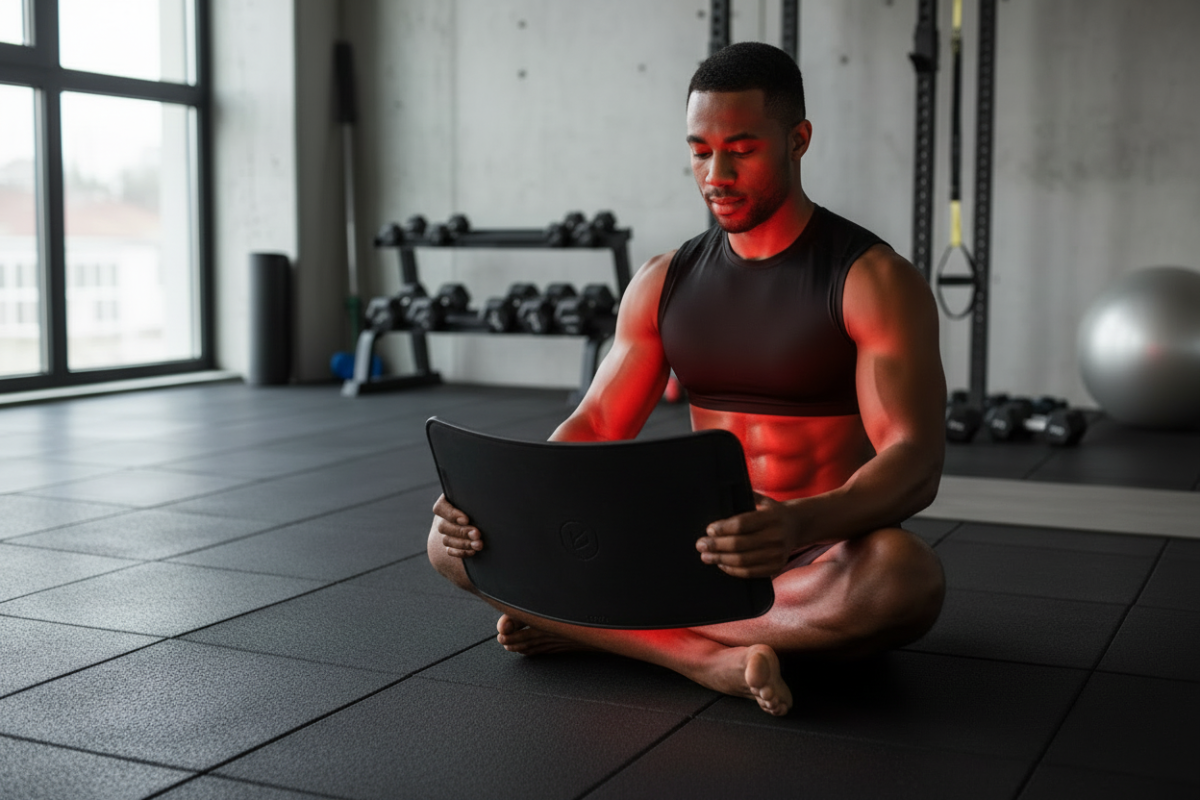 Man with LED panel different angle