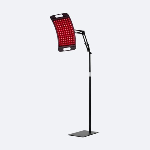 Red light therapy panel angled side view on adjustable stand - Rejuvalit