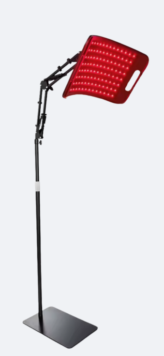 Red light therapy lamp with articulating arm side view - home wellness device